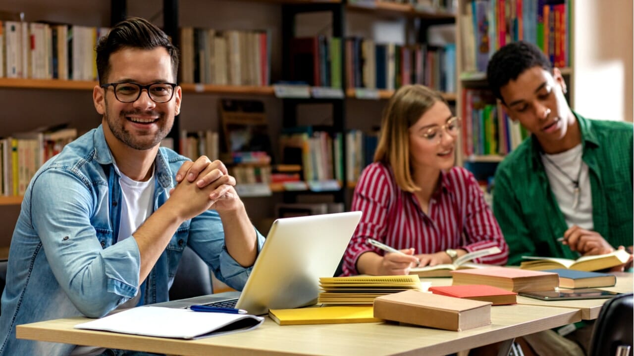 Exams are necessary successful exam. Students in Library.