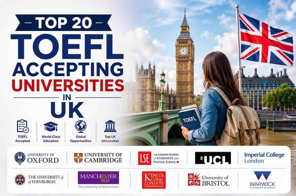 Top 20 TOEFL Accepting Universities in UK