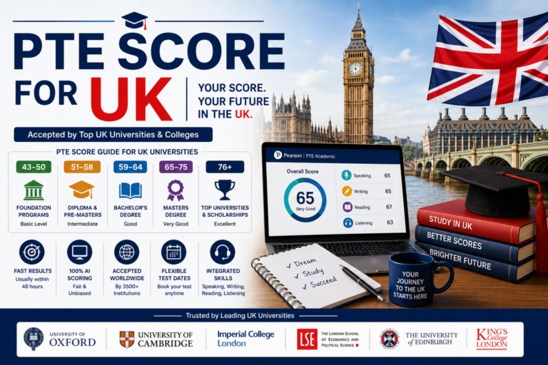 PTE score for UK