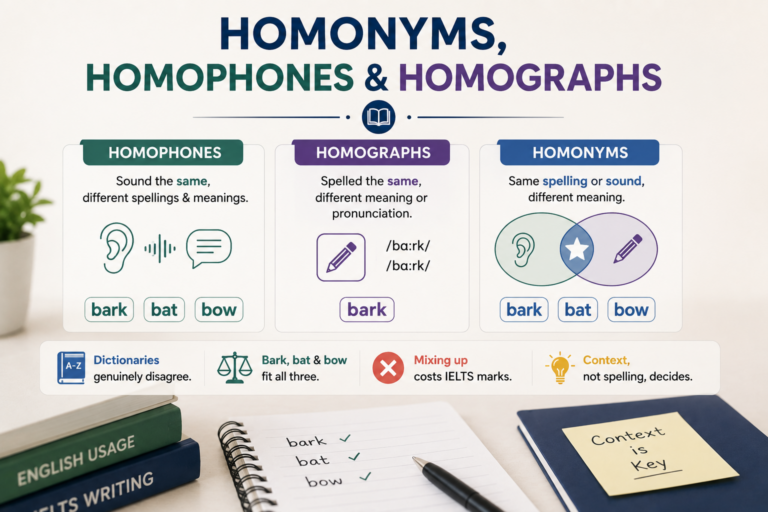 Homonyms, Homophones and Homographs