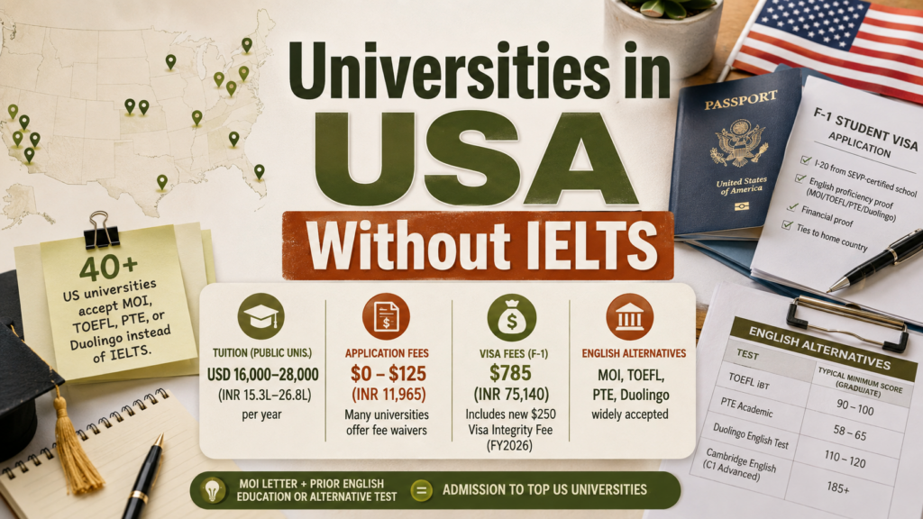 Universities in USA Without IELTS