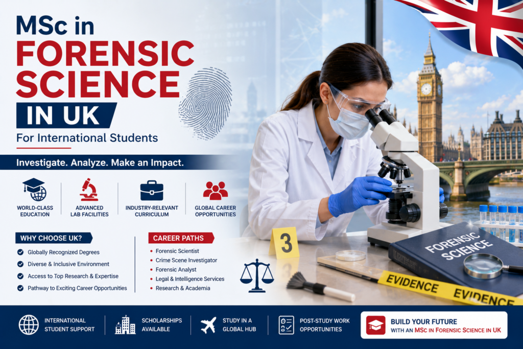 MSc in Forensic Science in UK for International Students 2026: Universities, Fees, Jobs, and Scholarships