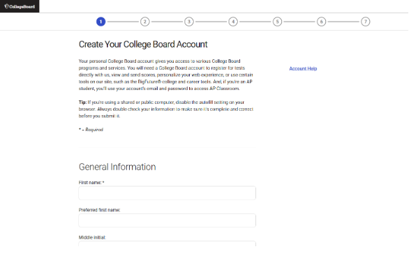 Create a College Board Account