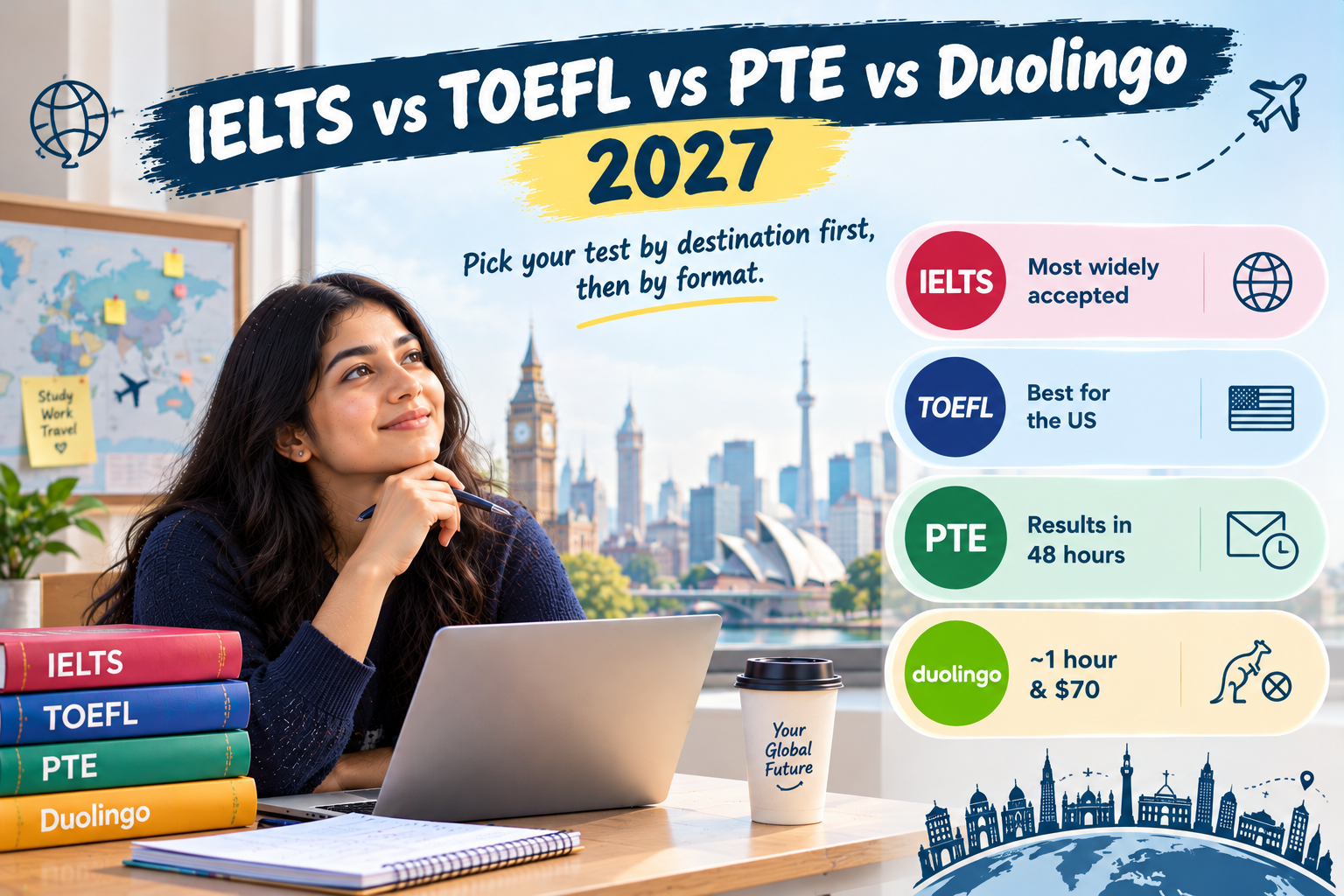 ELTS vs TOEFL vs PTE vs Duolingo