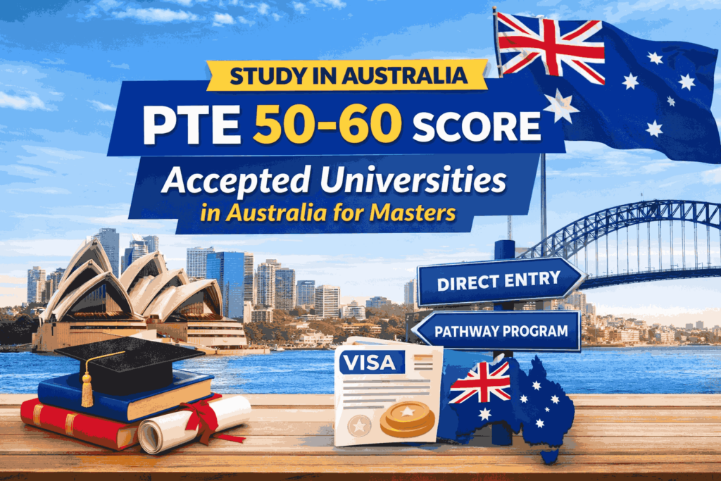 PTE 50-60 Score Accepted Universities in Australia for Masters