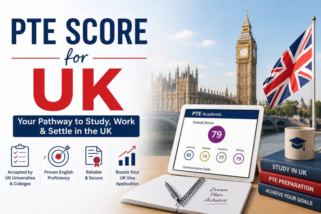 PTE Score for UK 2026: Minimum Requirements for Student Visa, Universities and Work Permits