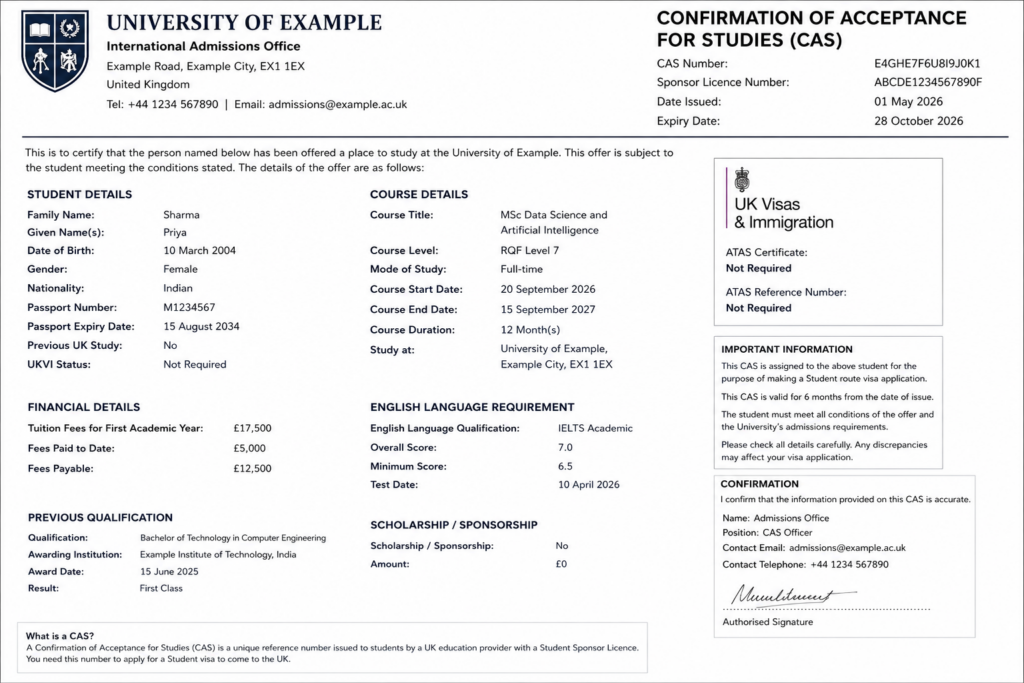 CAS Letter UK for Indian Students 2026-27: Process, Fees, Requirements and Timeline
