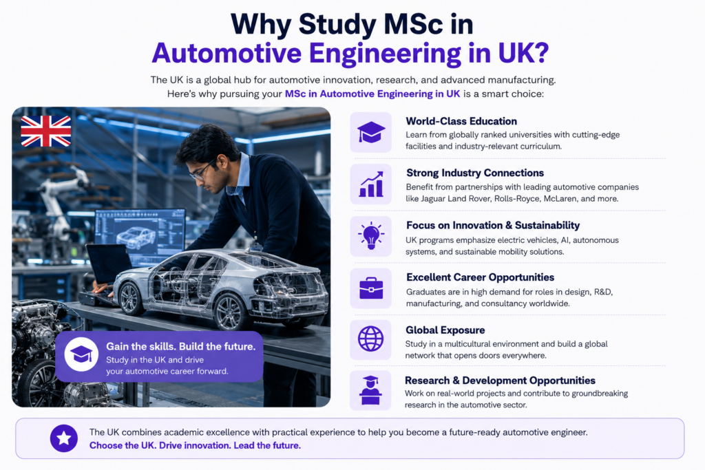 MSc in Automotive Engineering in UK: Complete 2026 Guide for Indian Students
