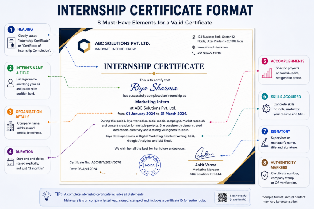 Internship Certificate Format: Samples, Templates & How to Use It for Study Abroad
