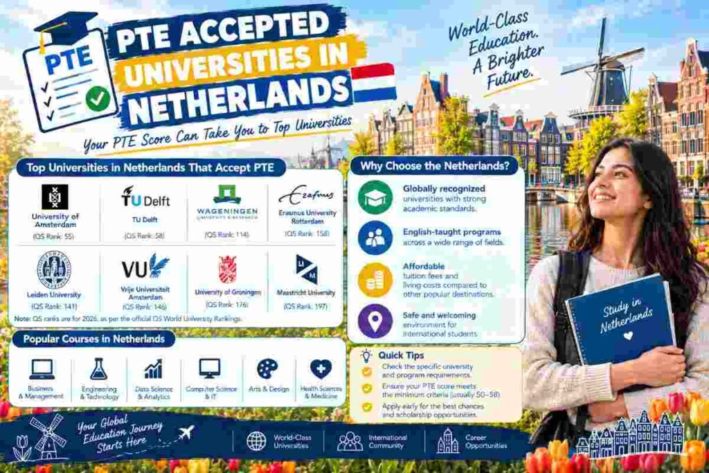 PTE accepted universities in Netherlands