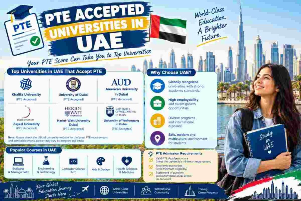 PTE accepted universities in UAE